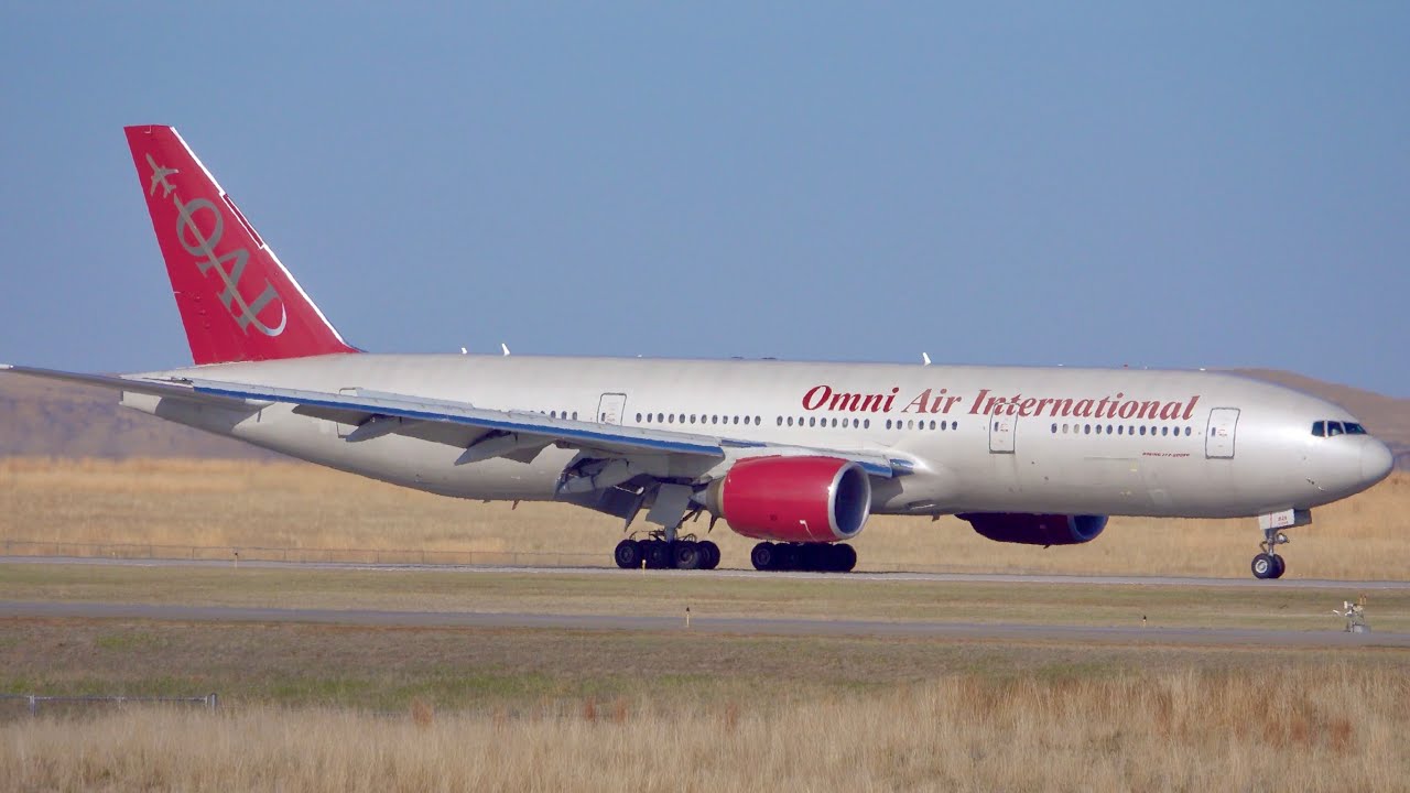 (4K) Omni Air International 777 & C-17s | Plane Spotting Colorado Springs Airport