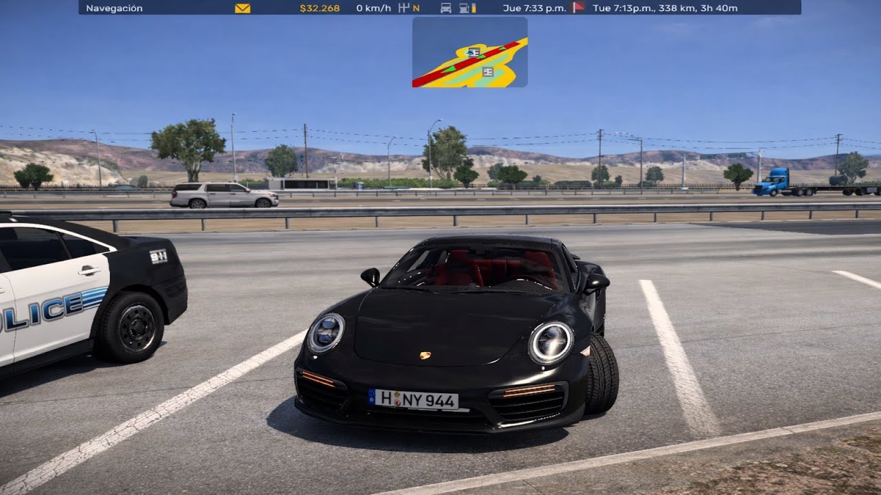 ME ACCIDENTO EN MI NUEVO PORSCHE CARRERA NEGRO, Porsche 911 Turbo S 2016 American Truck Simulator #4
