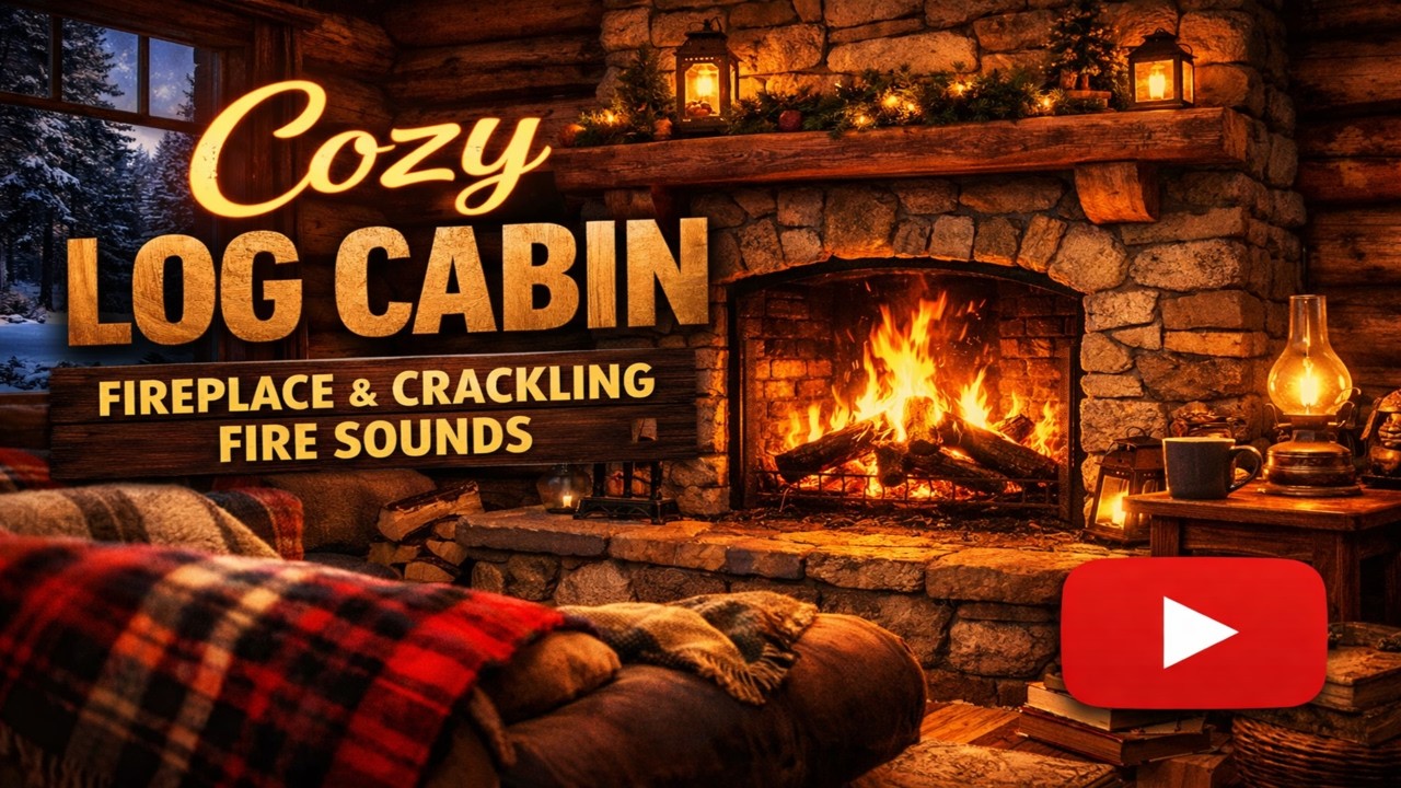 Cozy Log Cabin Fireplace 🔥 Crackling Fire Sounds for Sleep | Warm Winter Cabin
