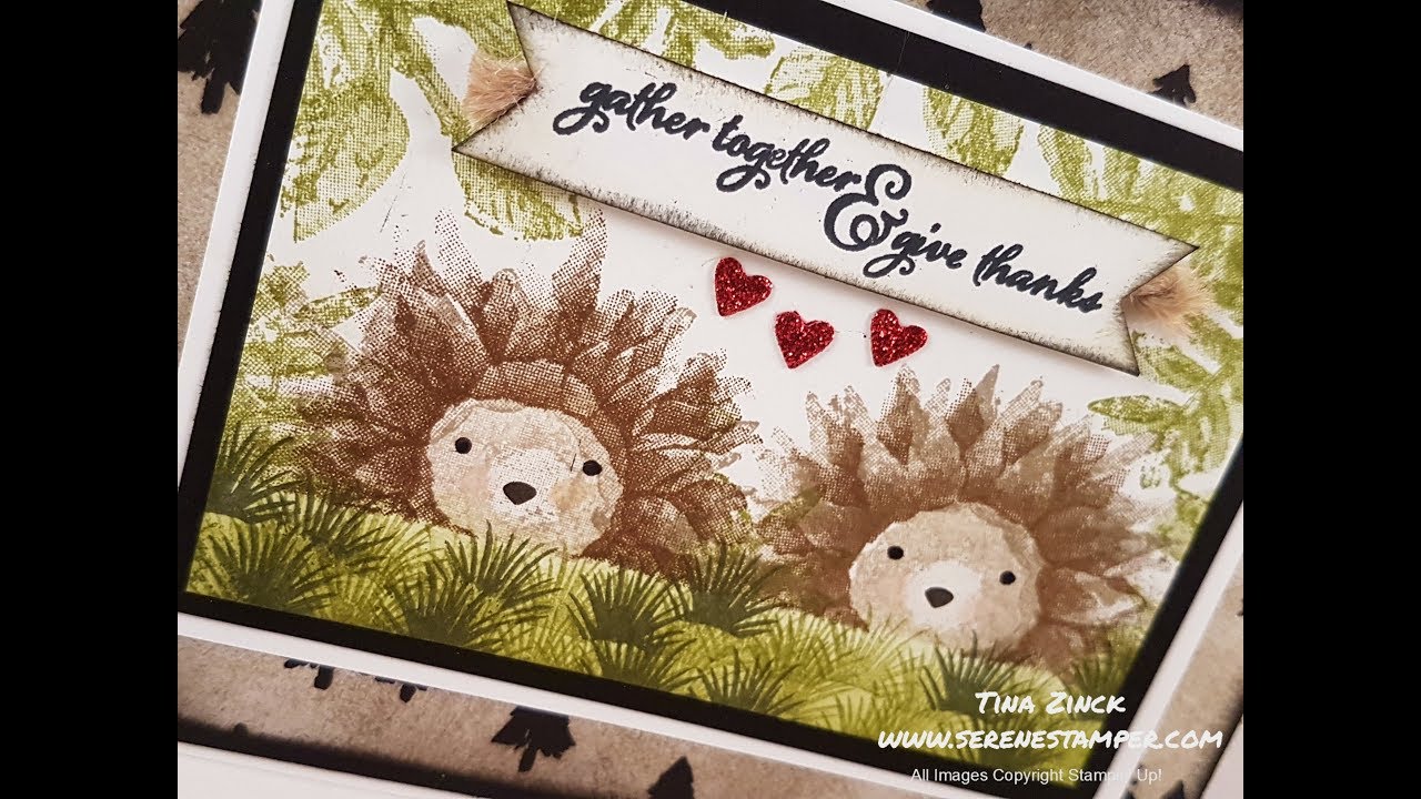 Painted Harvest Hedgehogs Card