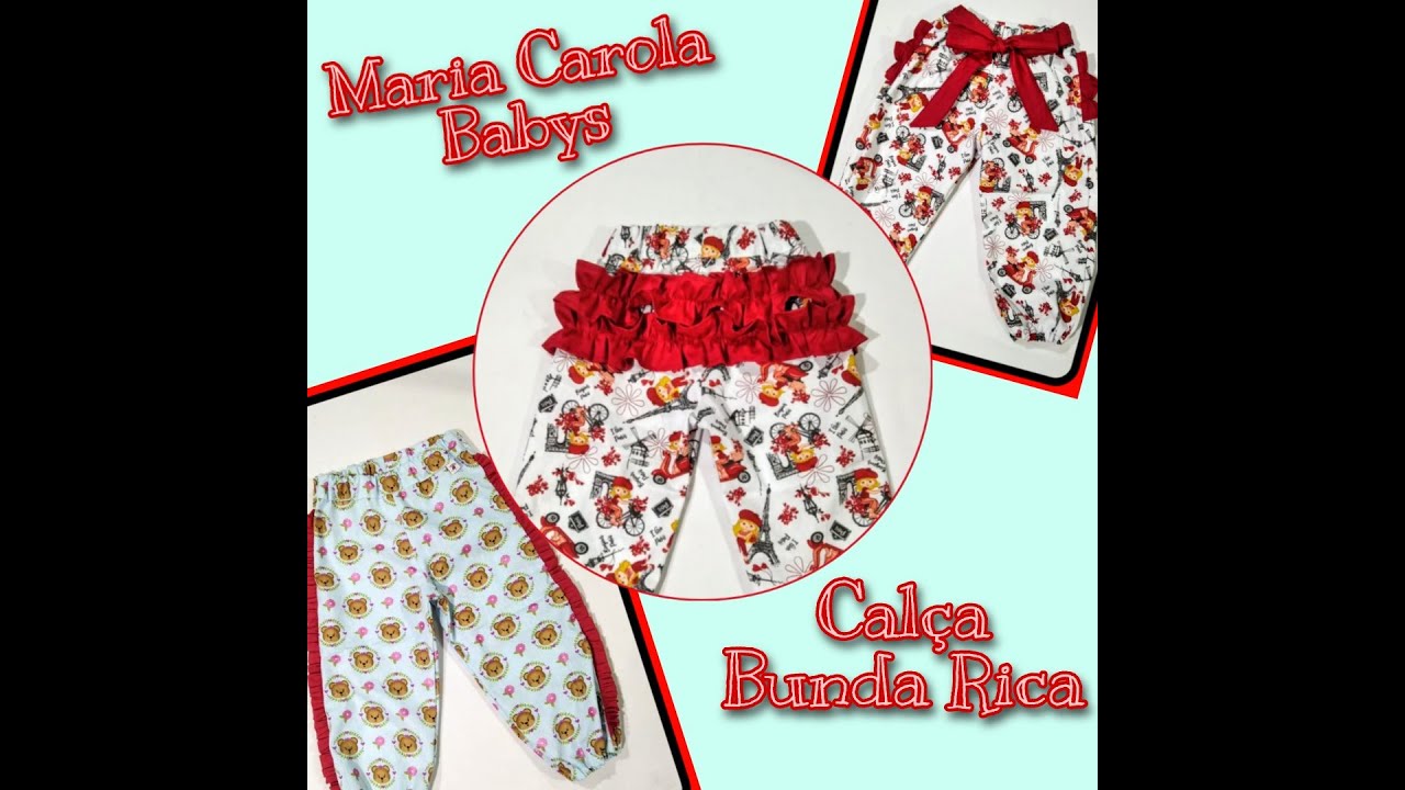 Calça bunda rica para bebês, veste de RN a 2 anos, modelagem gratuita