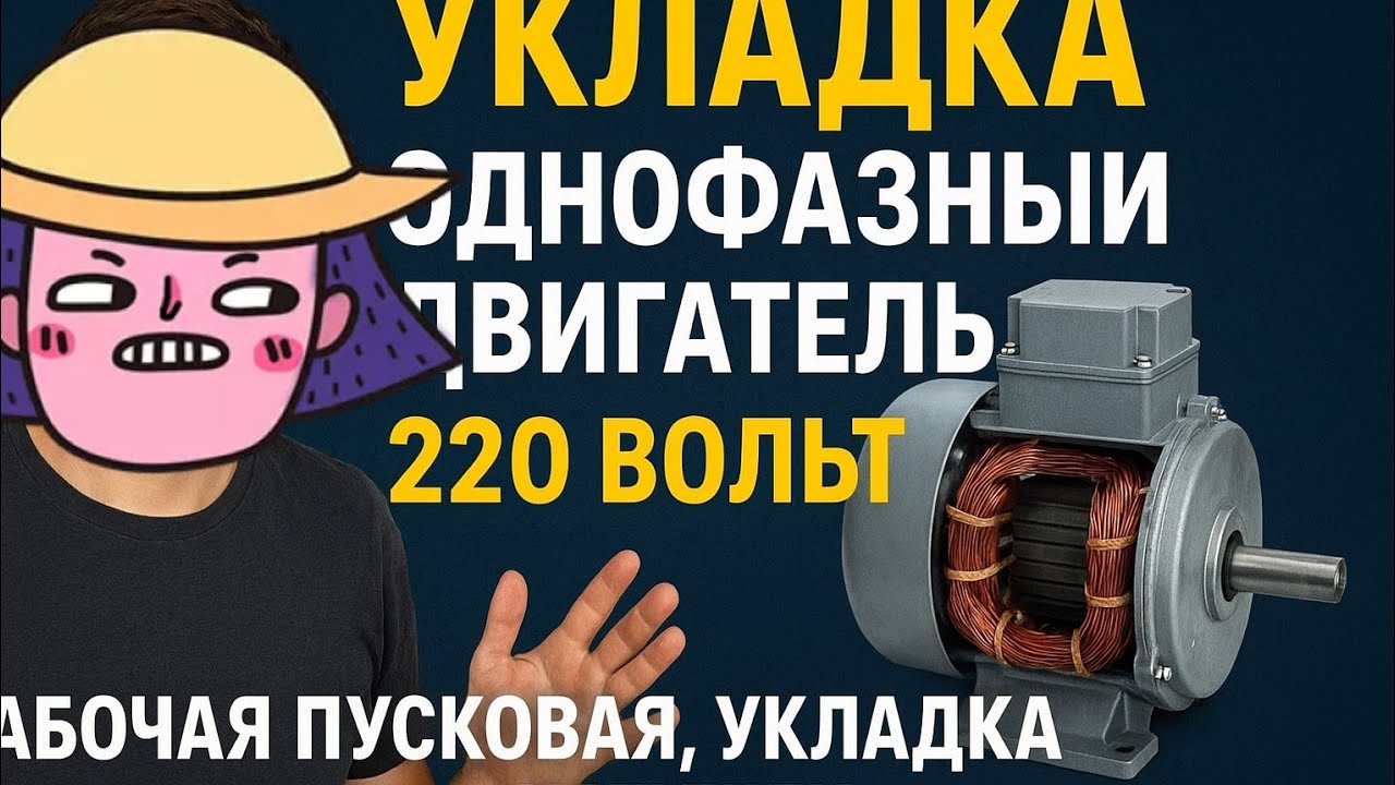 Однофазный двигатель,укладка катушек 