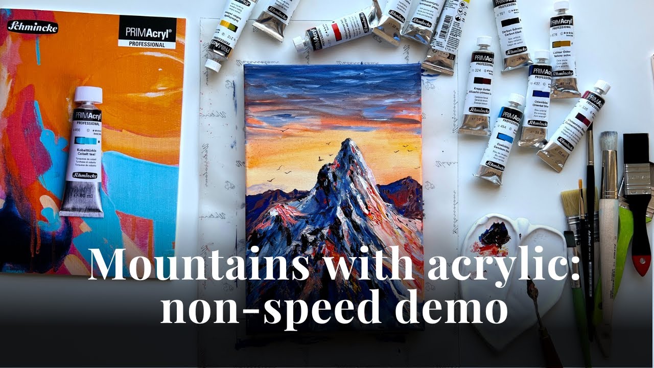 Mountains with Schmincke PRYMAcryl: review of professional acrylic & demo