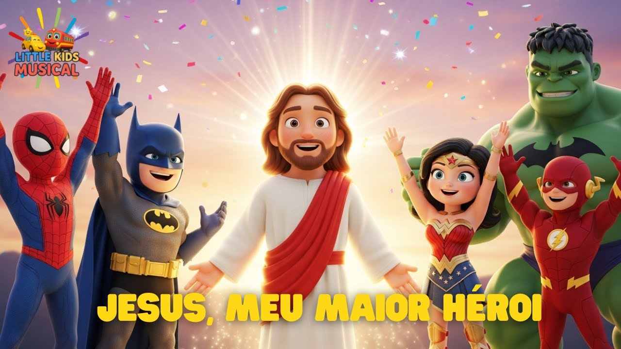 Jesus &eacute; o Maior Her&oacute;i! 🎸🔥 Louvor Infantil Animado com Super-Her&oacute;is | M&uacute;sica Gospel Para Crian&ccedil;as