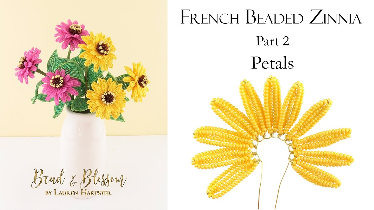 French Beaded Zinnia Part 2   Petals | Make French Beaded Flowers | Continuous Crossover Loops