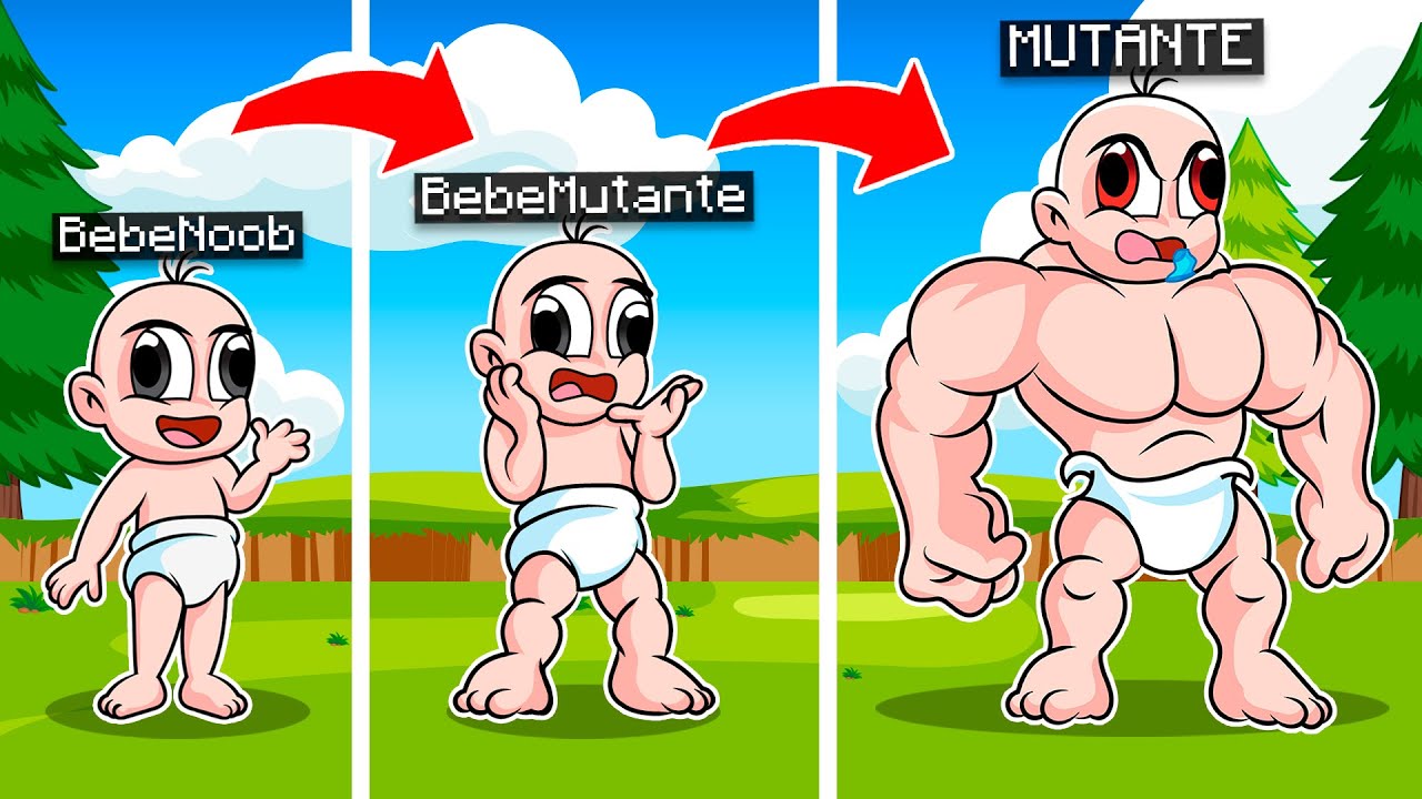 BEBE NOOB SE TRANSFORMO EN MUTANTE 😱 BEBE NOOB SE CONVIERTE EN MUTANTE EN MINECRAFT TROLL