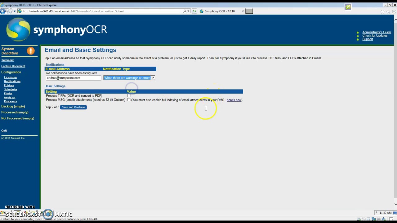 Symphony OCR - Configure for Windows Folder Tree