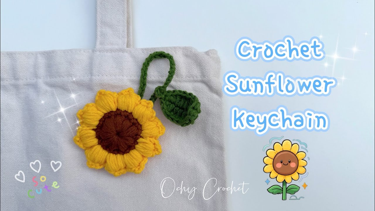 Easy Crochet Sunflower Keychain 🌻| Móc khoá hoa hướng dương bằng len đơn giản