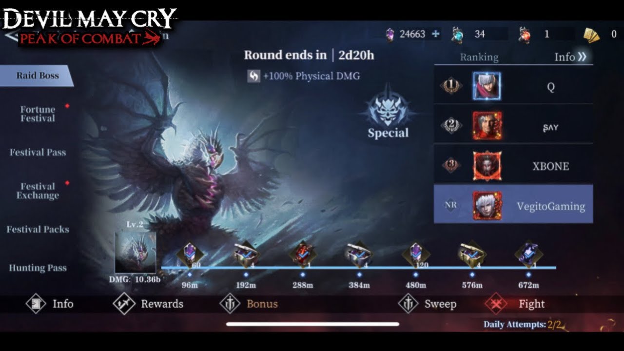 {Devil May Cry: Peak of Combat} New Event: Carnival Raid Boss Round 2 || Physical Element!