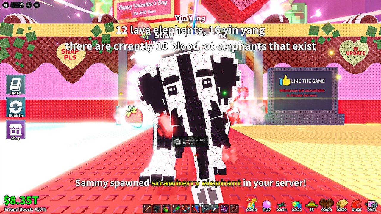 Sammy spawned yinyang strawberry elephant in my server - Steal a brainrot