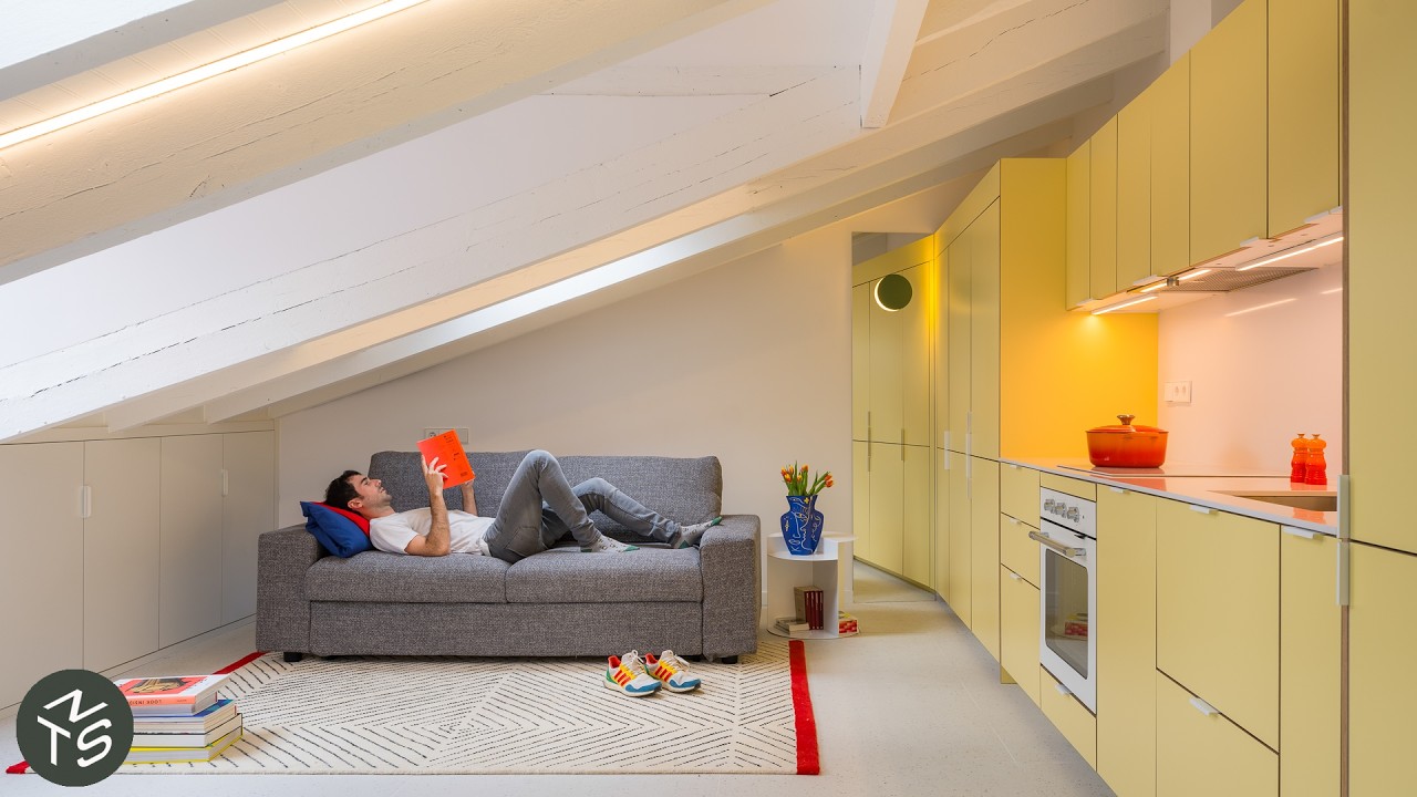 NEVER TOO SMALL: Wes Anderson Inspired Attic Apartment, Madrid 42sqm/452sqft