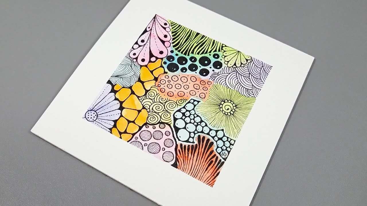 Mini Watercolor Zentangle Art | Mix Media Zentangle Creativity