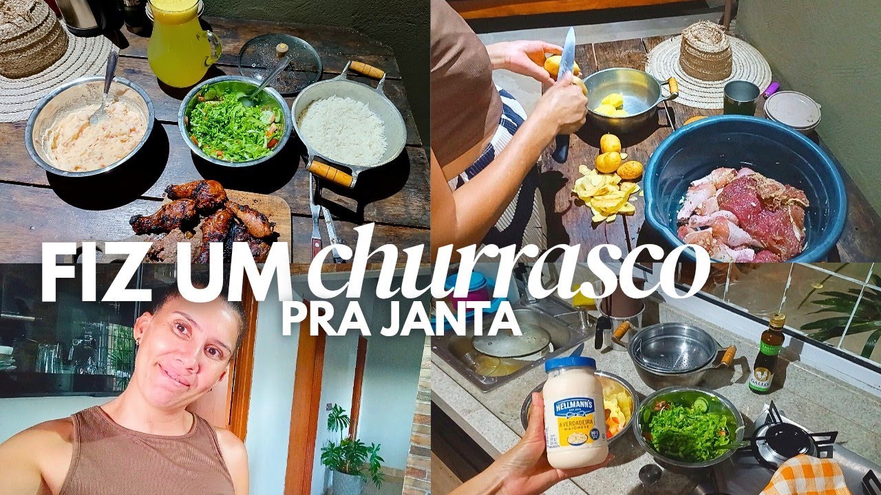 Fiz um churrasco pra janta/ meu digníssimo veio jantar conosco 