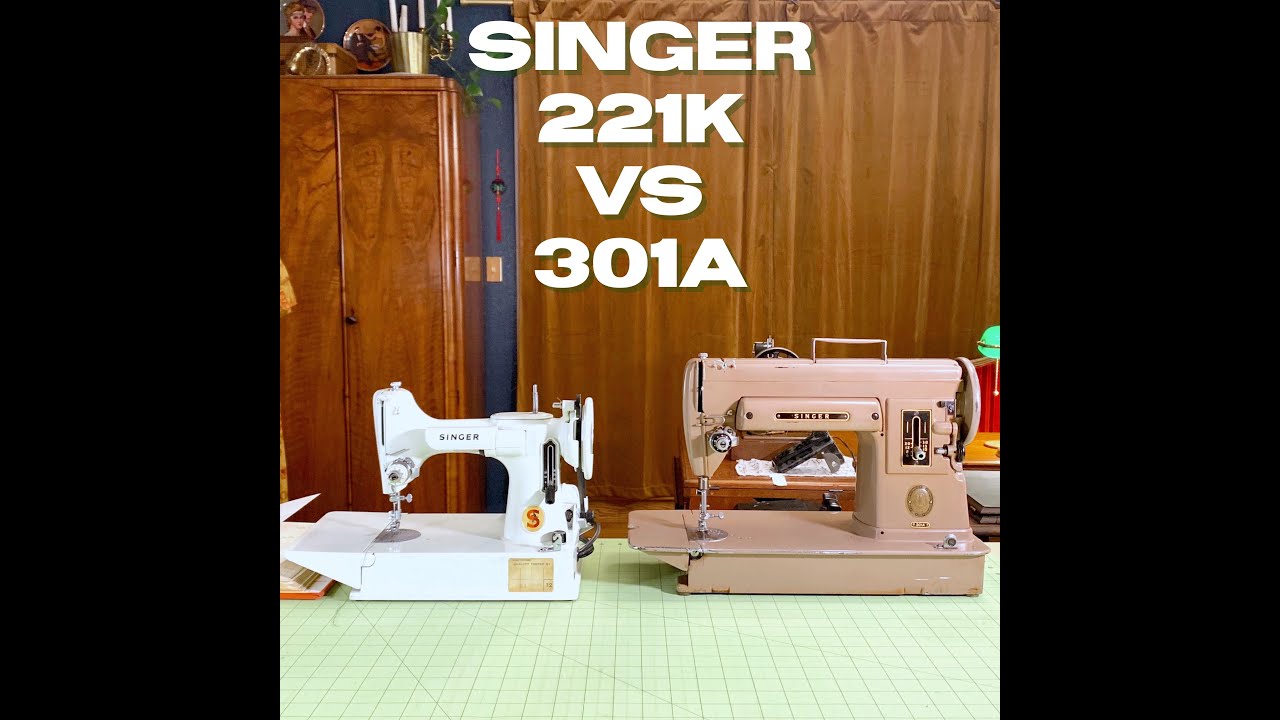 Vintage Singer Sewing Machines 221K vs 301A (Short bed versions).