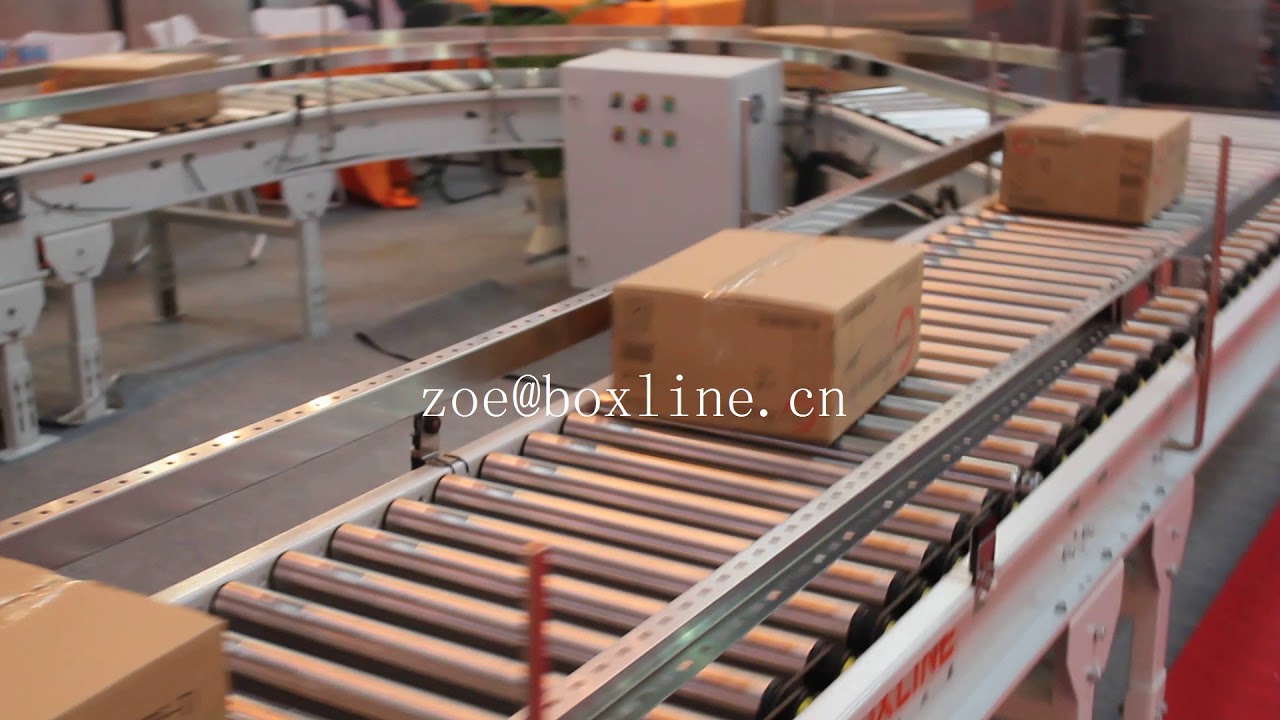 3m garvity steel roller conveyor system for cardboard box with 90 degree turning