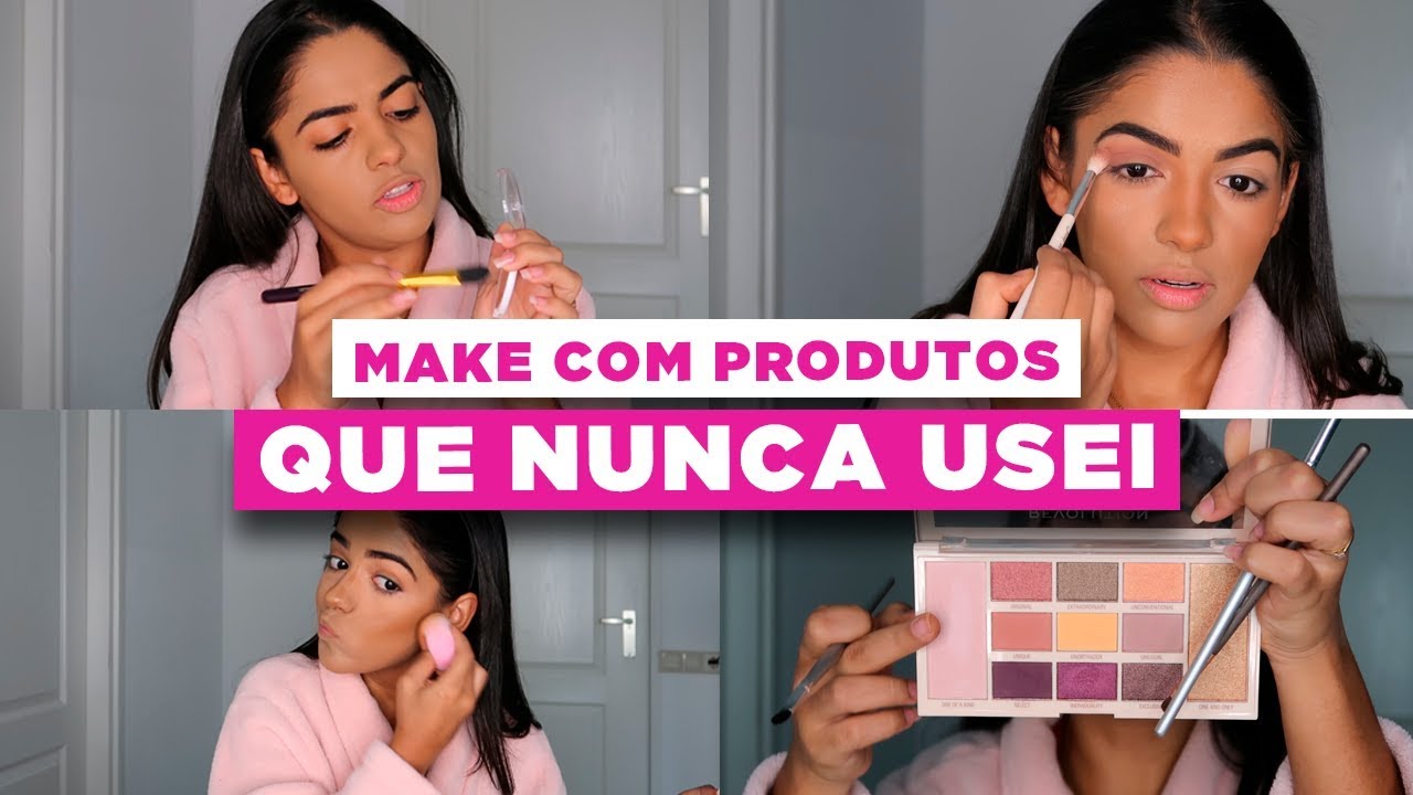 MAKE COM PRODUTOS QUE NUNCA USEI | #Caroltododia