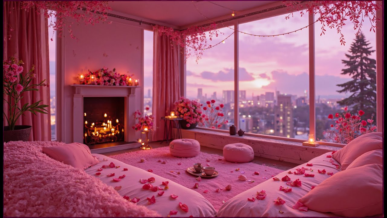 Valentine Pink Ambience 💕 Soft Piano Music to Relax the Heart, Ease Stress & Sleep Deeply 🌙