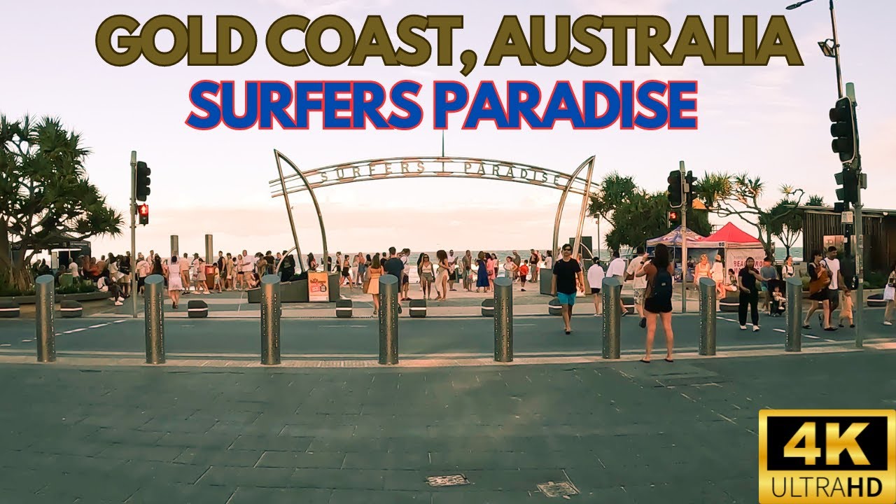 Gold Coast, Australia Walking Tour | Surfers Paradise at Sunset | 4K 60FPS