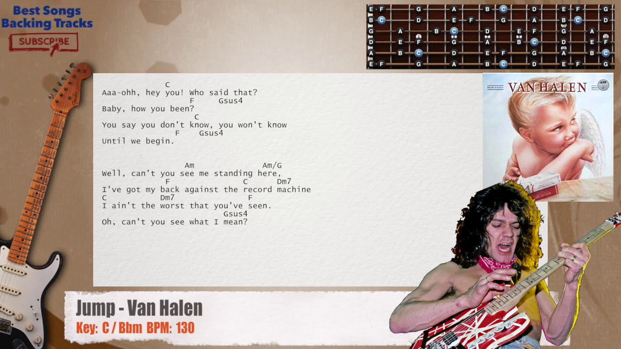 🎸 Jump - Van Halen Guitar Backing Track with chords and lyrics