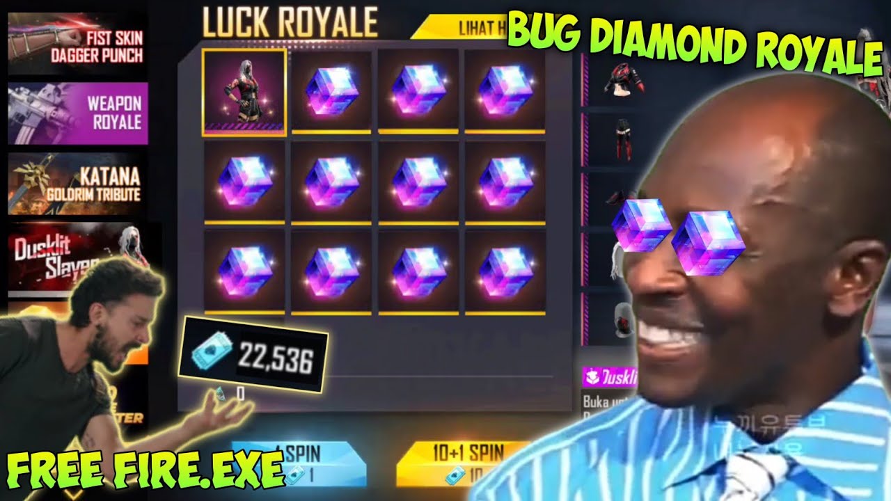 FREE FIRE.EXE - BUG DIAMOND ROYALE DUSKLIT SLAYER ( ff exe, ff lucu, ff tiktok )