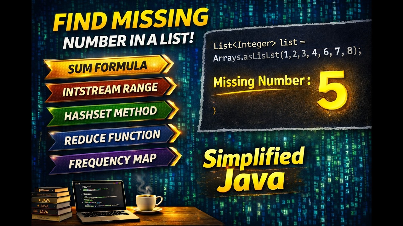 Find Missing Number in Java (5 Best Methods) | Java 8 Stream Interview Question