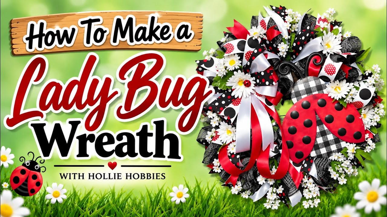 Woodland Ruffle Wreath Tutorial/ How To Make a Deco Mesh Wreath/ Ladybug Wreath/ Dollar Tree Wreath