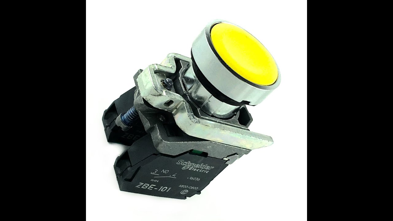 XB4BA51 Кнопки 22 мм, желтые, контакт NO, Schneider Electric  ZB4 ZBE101 + ZB4 BA5