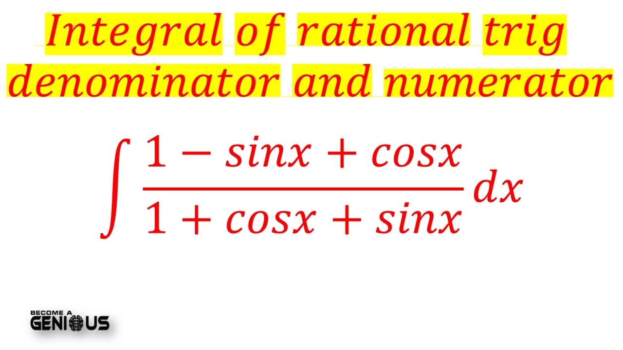 Integral of rational trigonometric denominator and numerator | FULL EXPLANATION | PART 2