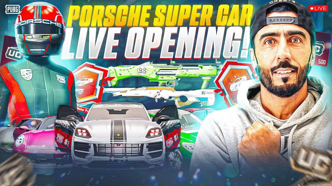 LIVE 💥 Luxury Porsche Speed Drift Cars Collaboration Lucky Spin 🏎️ PUBG Mobile Crate Opening
