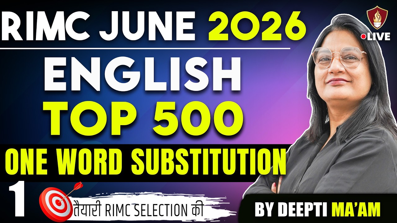 RIMC Exam English | Top 500 One Word Substitution | RIMC Online Coaching 2026 | Deepti Mam