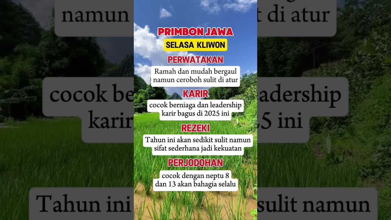 Primbon jawa weton selasa kliwon watak jodoh karir dan rezeki #primbonjawakuno #primbonjawa #primbon