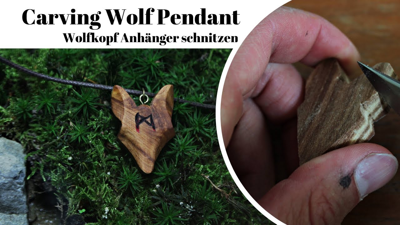 Wolfskopf schnitzen - Carving a Wolf Pendant