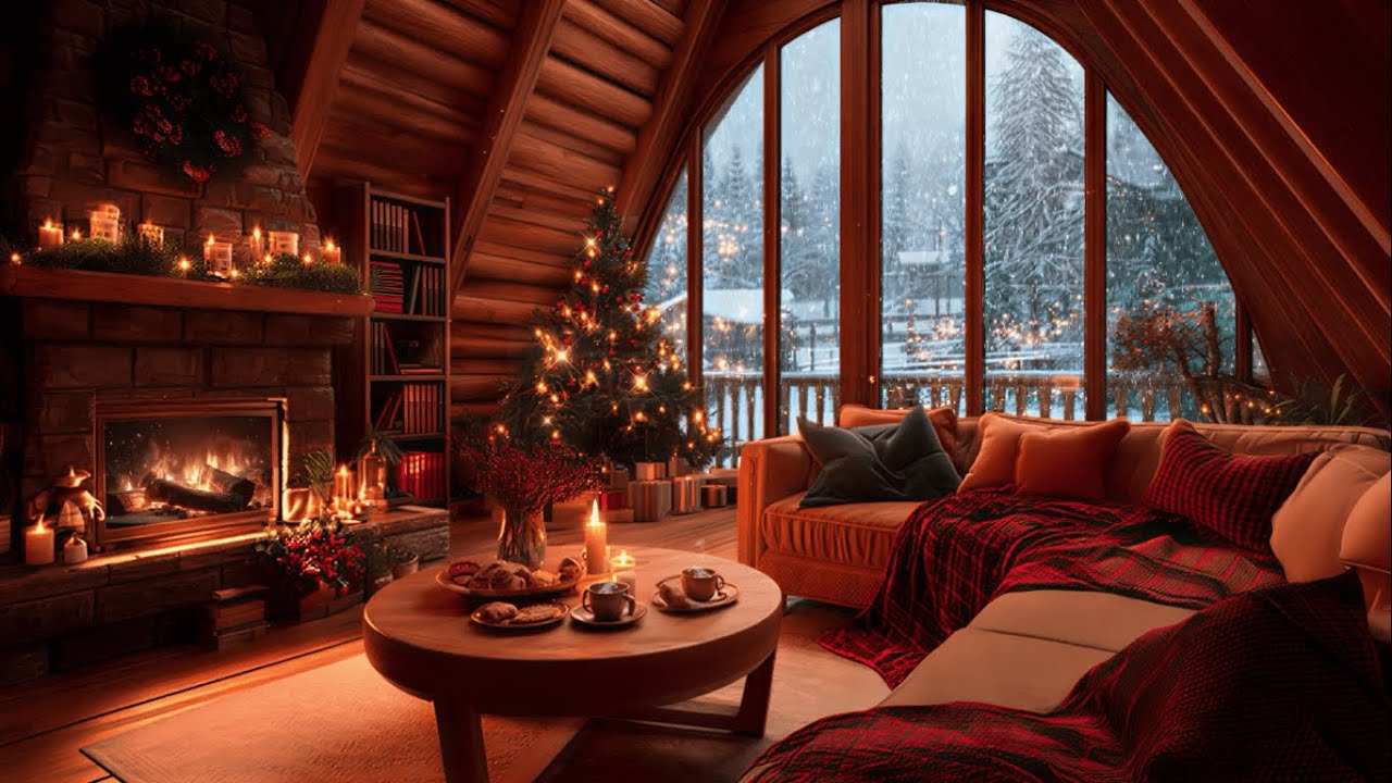 Christmas Jazz Fireplace Ambience | Cozy Winter Night for Study, Work & Relax 2
