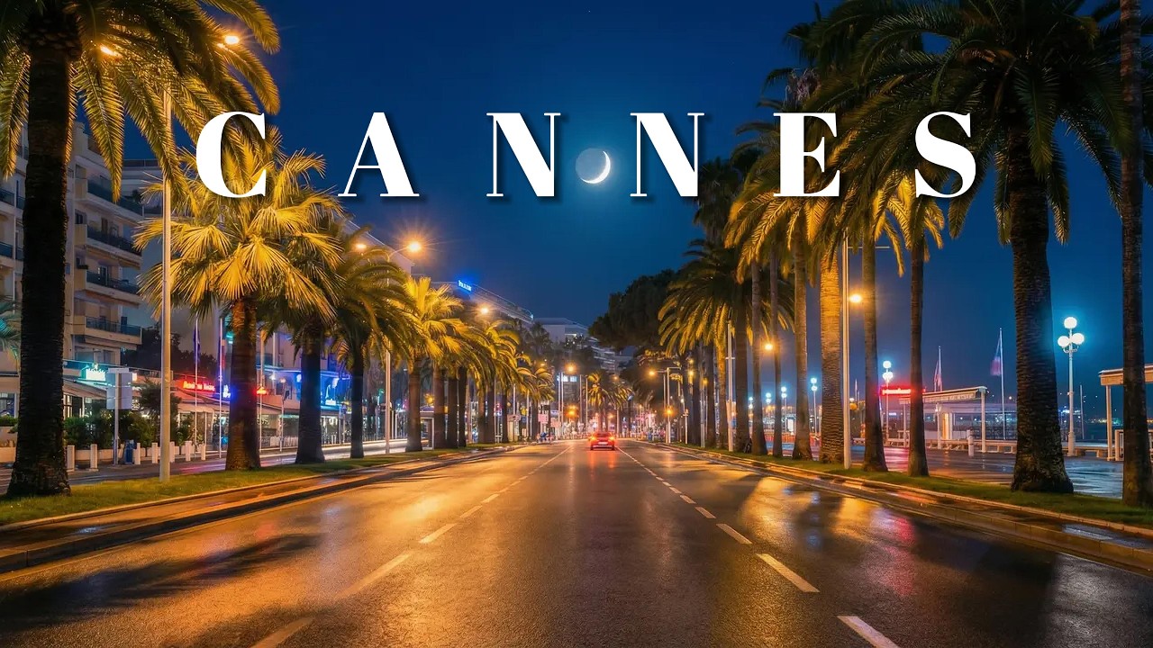 4K Relaxing Summer Night Drive in Cannes 🌙 | Seaside Dashcam with Music