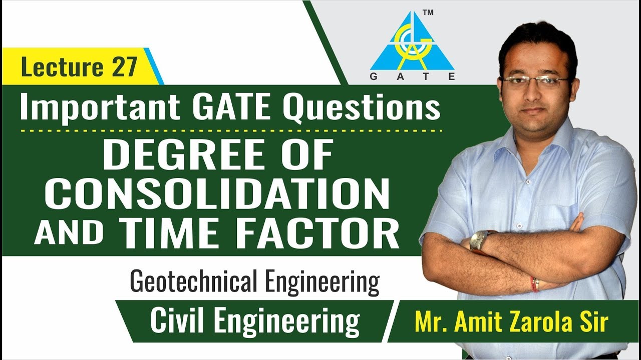 Degree of Consolidation & Time Factor | Important GATE Ques. | Lecture 27 | Geotechnical Engineering