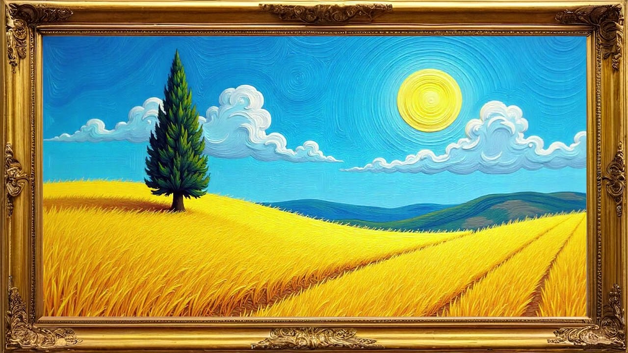 Peaceful Sunny Field &ndash; 4K Animated Painting for Ambient TV Background
