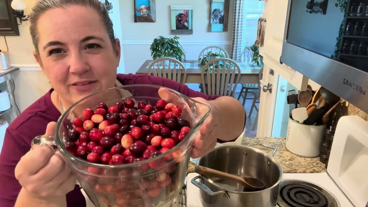 Cranberry pear sauce. Make ahead for Thanksgiving and can for the year.