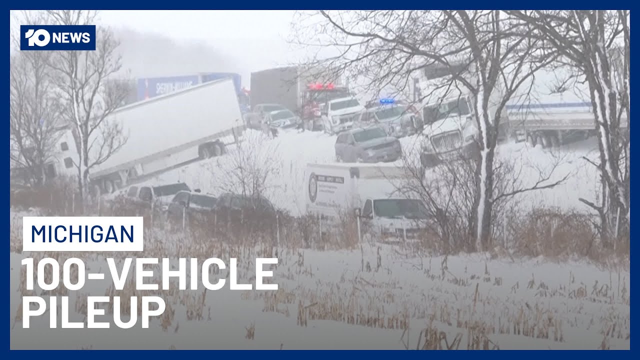100-Vehicle Pileup Shuts Down Interstate In Michigan Amid Snowstorm | 10 News