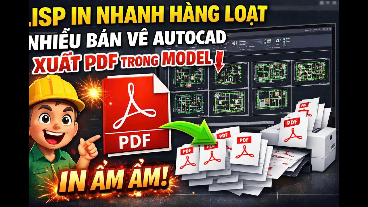 Hướng dẫn Lisp in nhanh hàng loạt nhiều bản vẽ Autocadd trong model xuất PDF