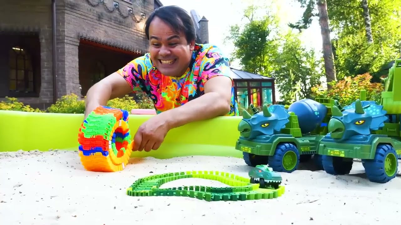 O Carrinho Dinossauro Enfrenta Obstáculos no Caminho para a Escola.