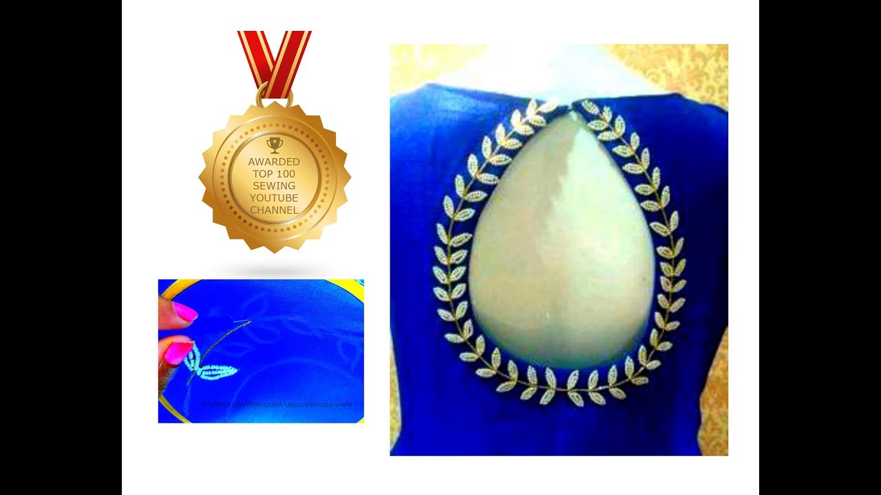 Aari / Maggam Embroidery Work  Designing Pearls Leaf for kurtis,Churidars, Saree Blouses