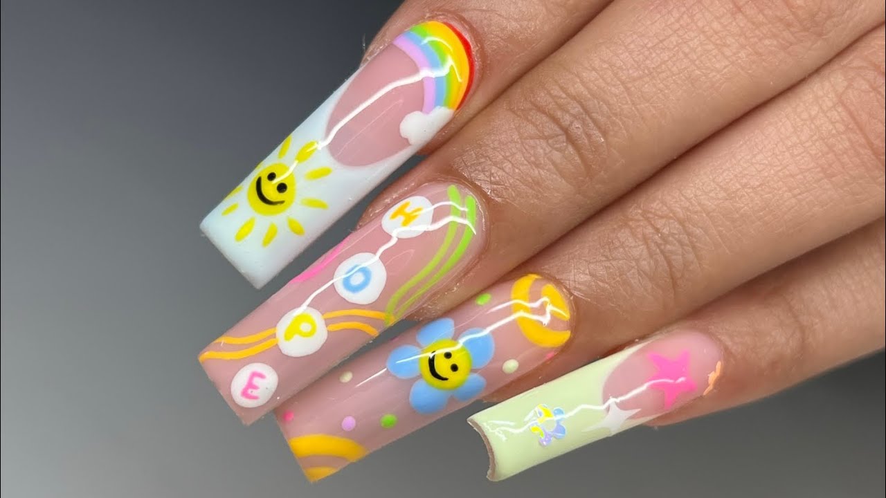 J Hope Inspired Nails 🌈 | Gel X Dupe Nails Tutorial | Spring Nails