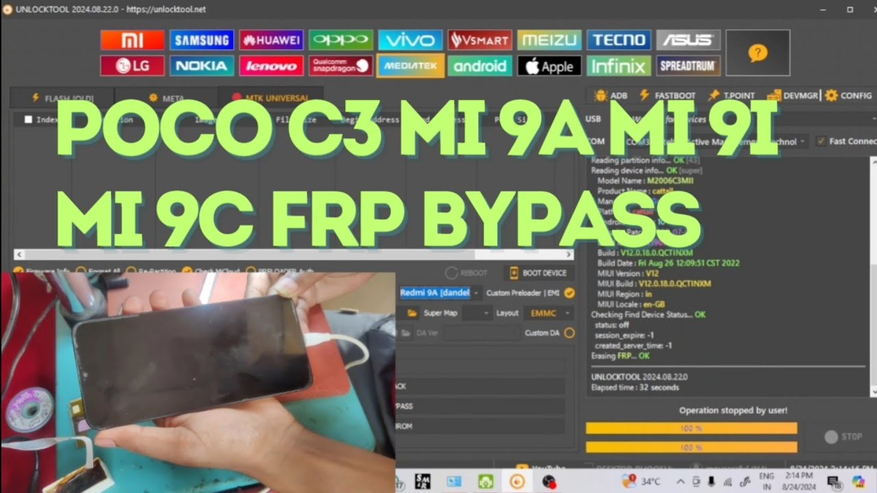 POCO c3 frp bypass with unlock tool #Themobilerepair