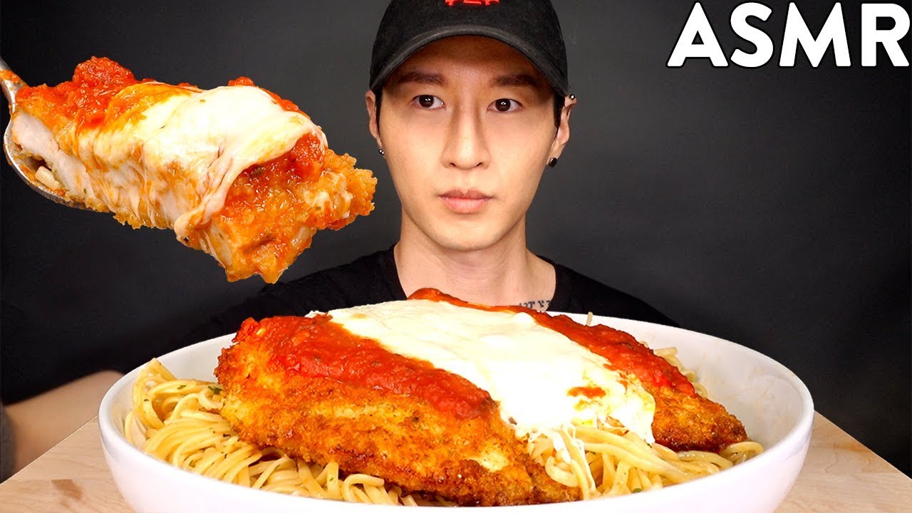ASMR CHICKEN PARMESAN & PASTA MUKBANG (No Talking) COOKING & EATING SOUNDS | Zach Choi ASMR