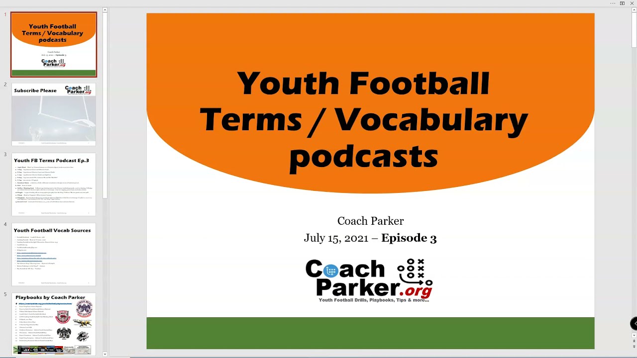 American Football Terms, Vocabulary, Glossary Podcast Video on Youth Football Terminology
