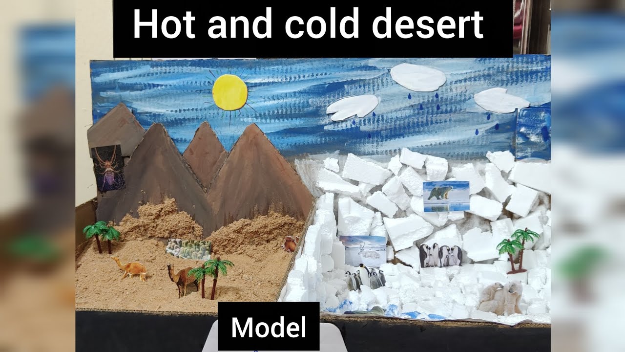 Hot and cold desert model sst project.sahara desert,thar desert, Antarctica desert, Ladakh desert