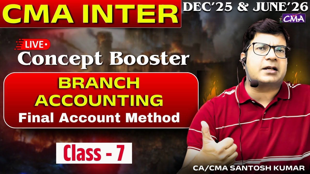 CMA Inter Financial Accounting Concept Booster | Branch Accounting| Final Account Method |Class 7