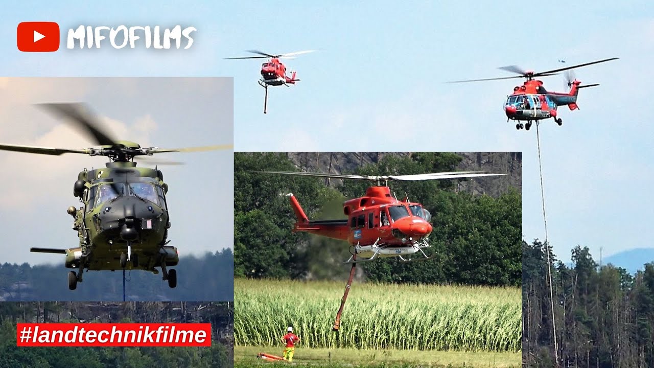 Waldbrand in der Sächsischen Schweiz - Hubschrauber Stau am Flugplatz vom 31.07.2022 | by mifofilms