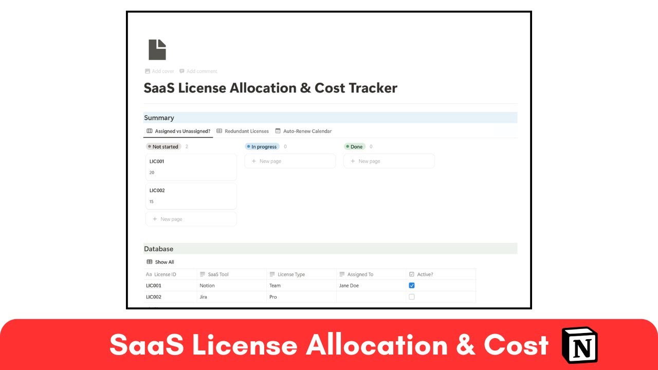 SaaS License Allocation & Cost Tracker | How to track SaaS License Allocation Costs in @Notion
