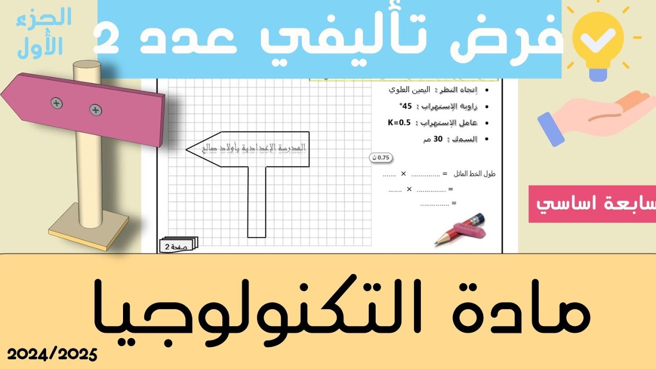 سابعة أساسي | اصلاح + تفسير فرض تأليفي عدد 2 مادة التكنولوجيا ( الجزء الأول )